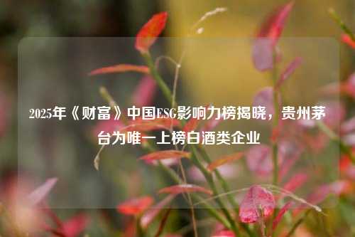 2025年《财富》中国ESG影响力榜揭晓，贵州茅台为唯一上榜白酒类企业  第1张